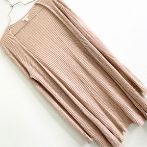 EILEEN FISHER linen cotton open knit cardigan long sleeve sweater Medium beige